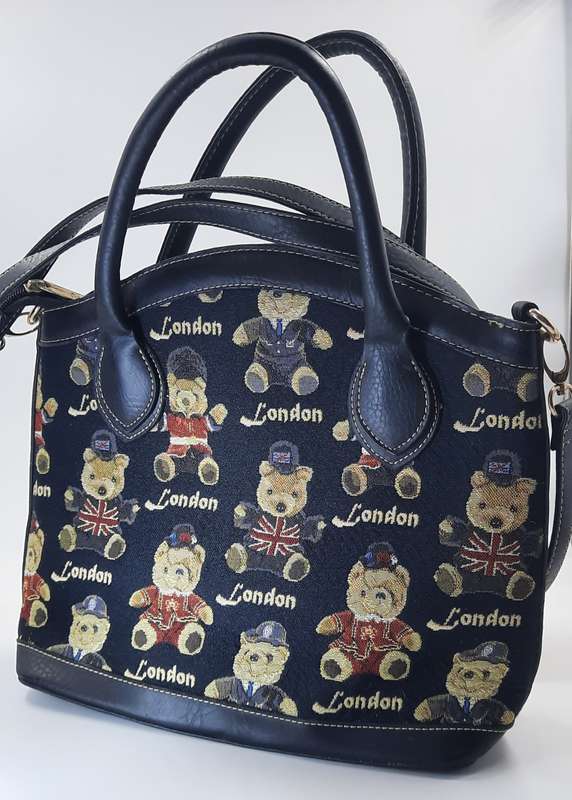 Shoulder bag by ROYALTEX .Black with BEAR print!PLEASE READ BEFOTRE BIDDING!
