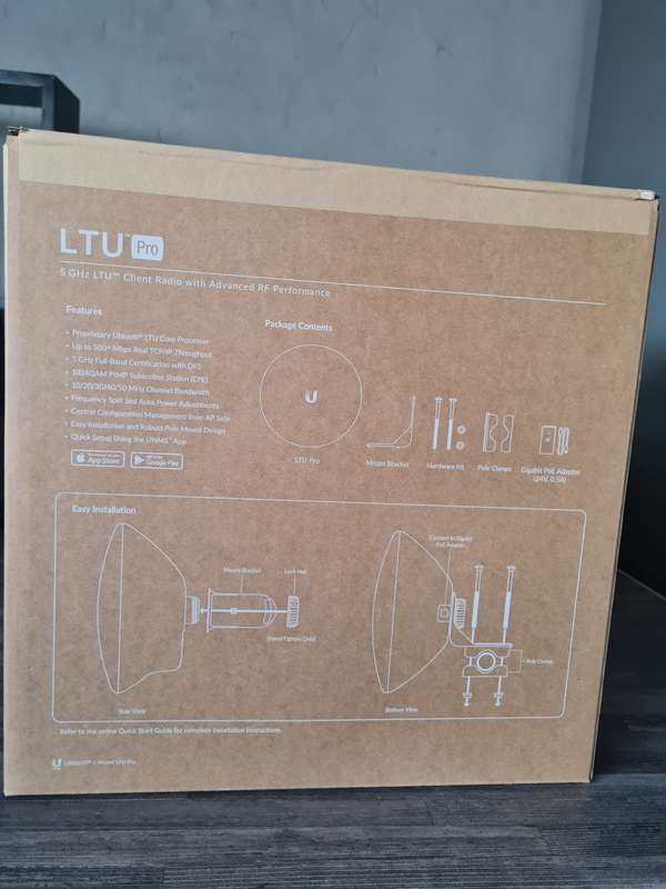 1x Ubiquiti LTU Rocket PtMP Radio AP, 4x Ubiquiti LTU-LR CPE, 3x Ubiquiti LTU Pro CPE