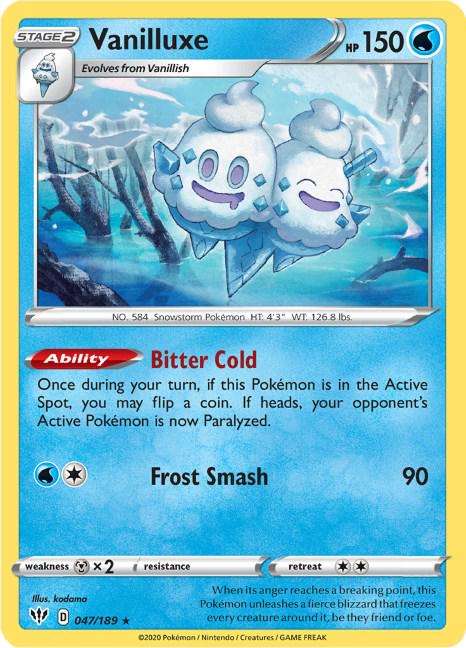 Pokémon: Vanilluxe #47/189  Darkness Ablaze  Rare  TCG Card