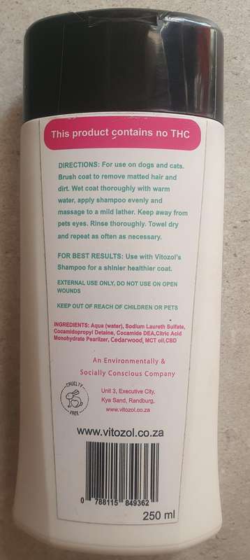 Vitozol CBD Shampoo for Pets 250mg CBD 250ml