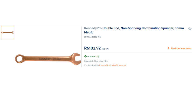 Kennedy Double Ended Combination Spanners Spark-resistant 36mm