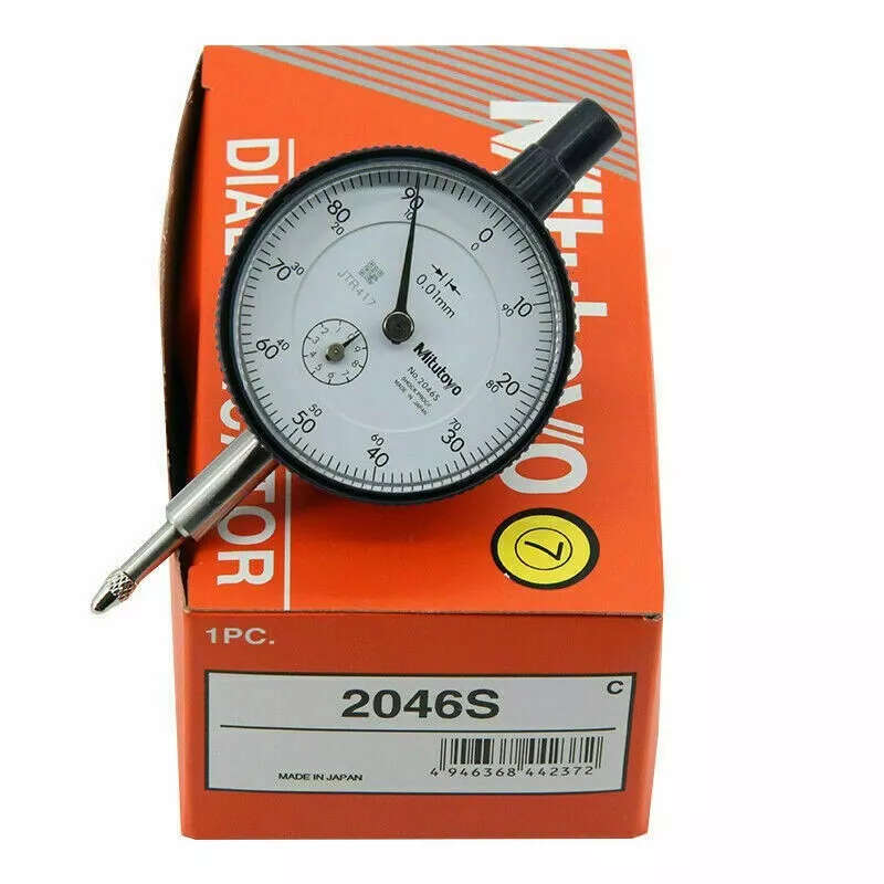 Mitutoyo 2046S, 0.01mm X 10mm Dial Indicator, 0-100, Lug Back, Series 2, 8mm