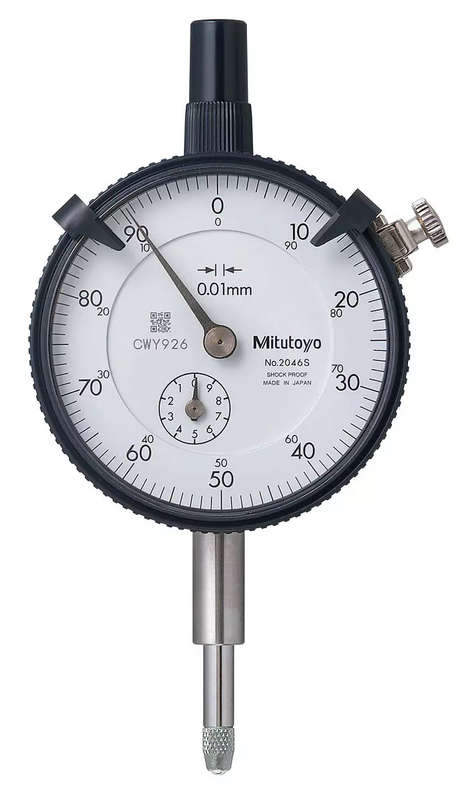 Mitutoyo 2046S, 0.01mm X 10mm Dial Indicator, 0-100, Lug Back, Series 2, 8mm