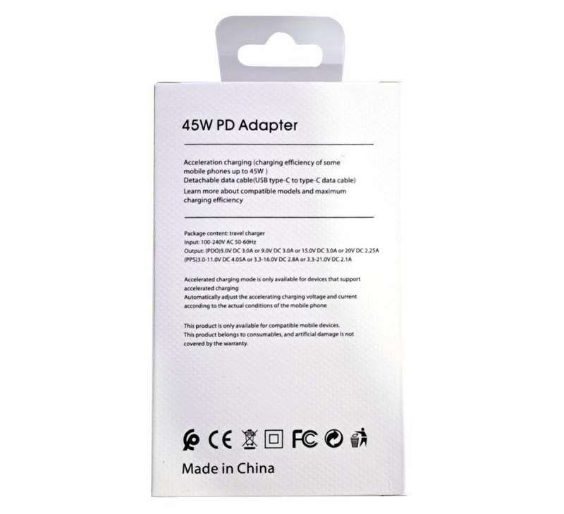 Type C 45W Fast Charging Adapter - Generic - Black (No Cable)