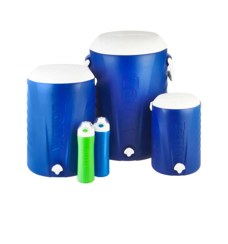 Tank 5 Piece Round Cooler Box Set with Faucet Red 45 L
