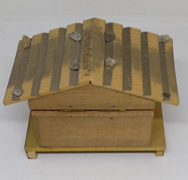 Vintage wooden Swiss Chalet Music Box - working