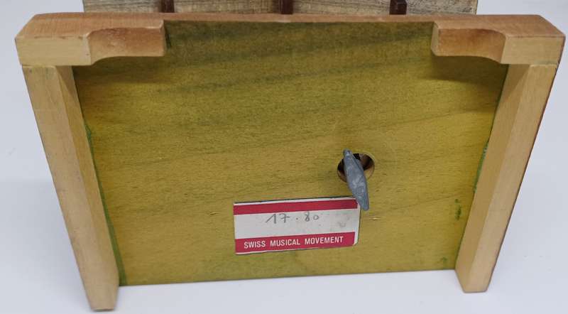 Vintage wooden Swiss Chalet Music Box - working
