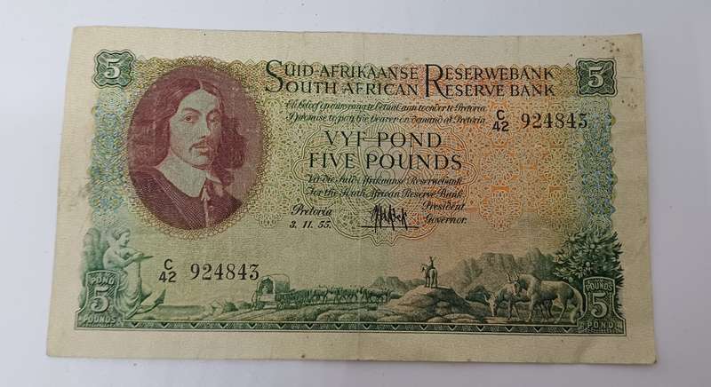 Old Five Pounds note