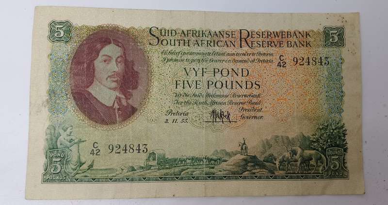 Old Five Pounds note
