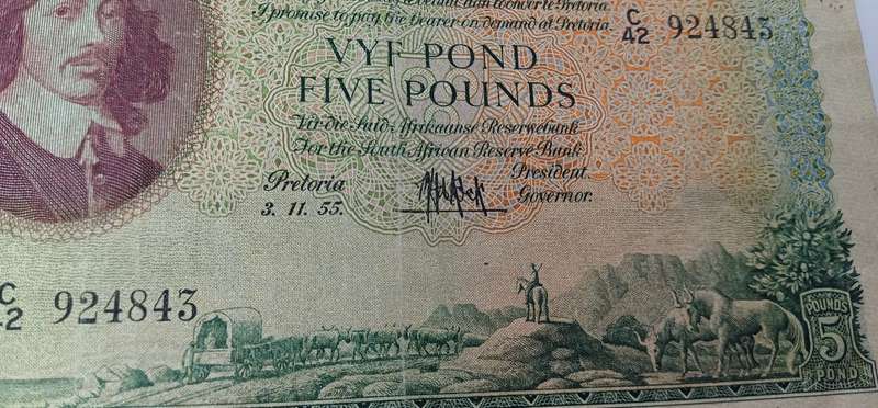 Old Five Pounds note