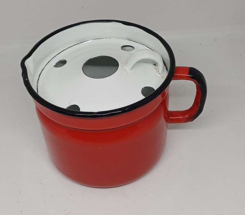 Red enamel milk pitcher