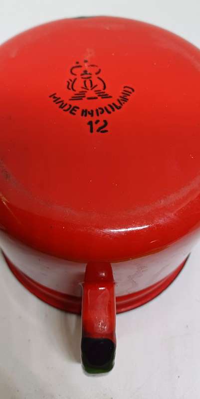 Red enamel milk pitcher