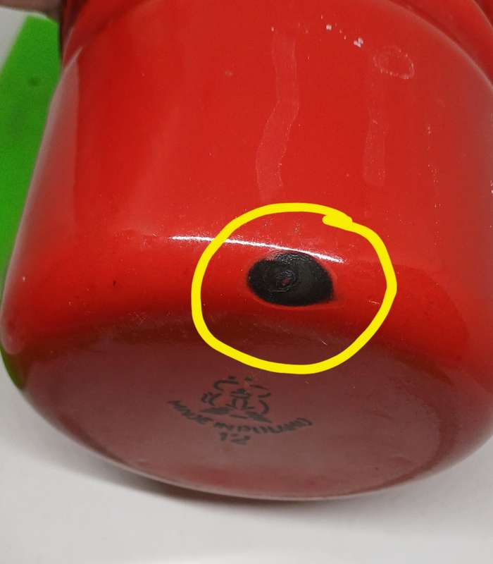 Red enamel milk pitcher