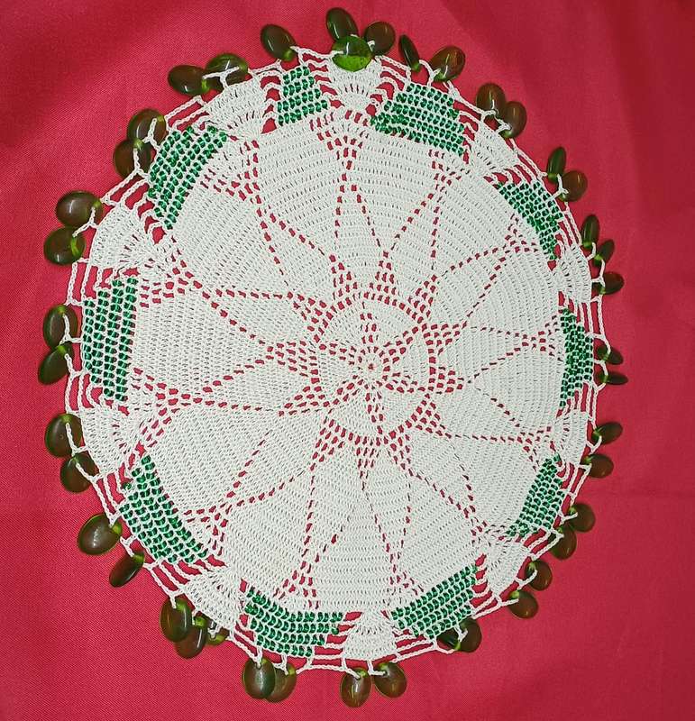 Handmade beaded tea doilies