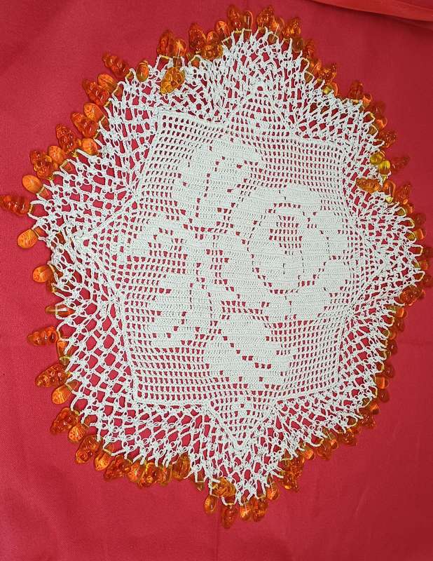 Handmade beaded tea doilies