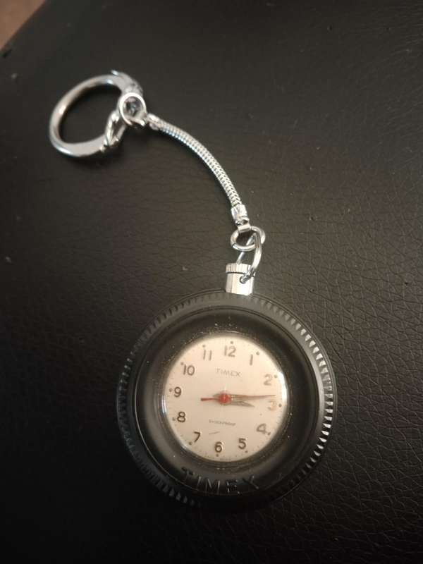 Vintage Tire TIMEX Shockproof Pocket Watch (St. Christopher Protect Us Medallion)