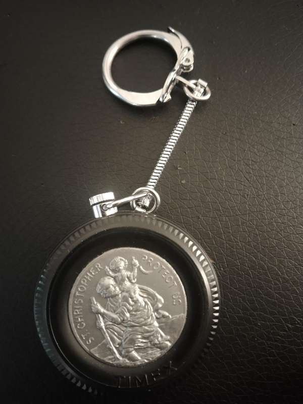 Vintage Tire TIMEX Shockproof Pocket Watch (St. Christopher Protect Us Medallion)