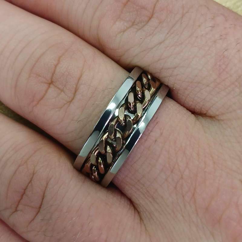 Titanium Anti Anxiety Fidget Chain Mens Ring