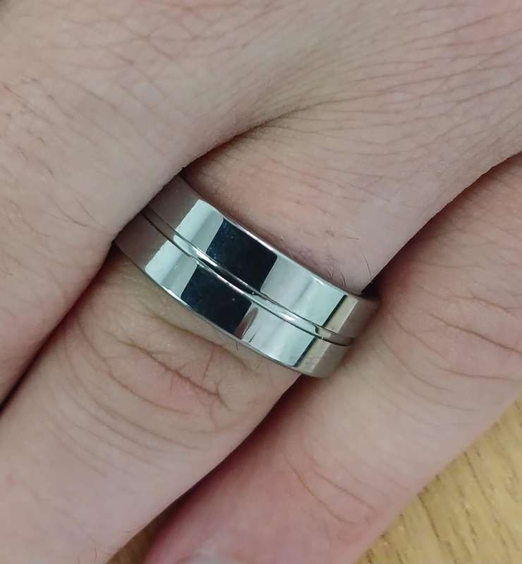 Classic Grooved Tungsten Carbide Mens Ring