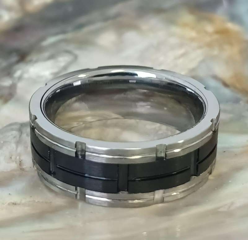 Industrial Style Tungsten Carbide Mens Ring
