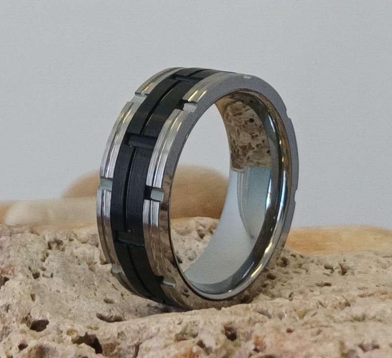 Industrial Style Tungsten Carbide Mens Ring
