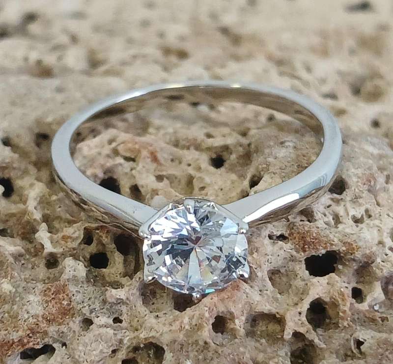 Classic .925 Sterling Silver Solitaire Engagement Ring