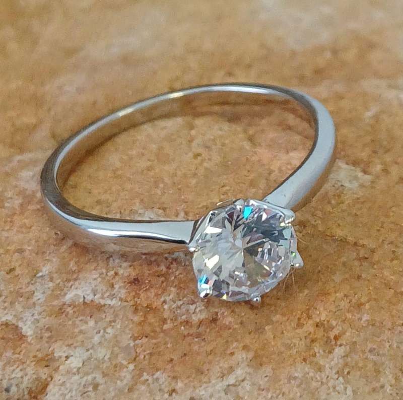Classic .925 Sterling Silver Solitaire Engagement Ring