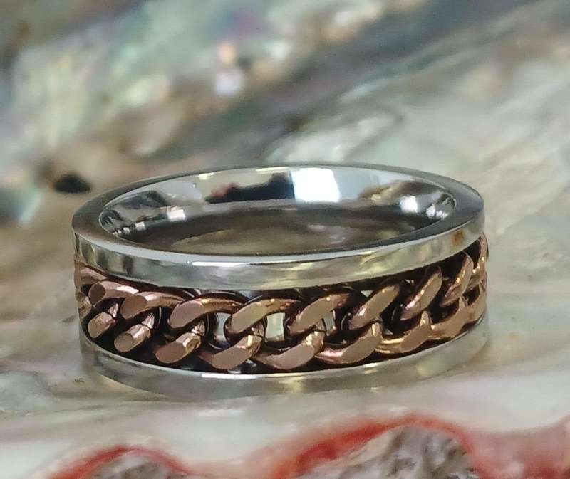 Titanium Anti Anxiety Fidget Chain Mens Ring