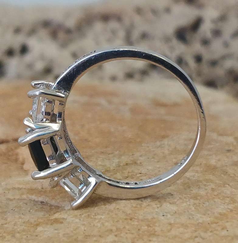 Black n White Princess Trilogy Ring