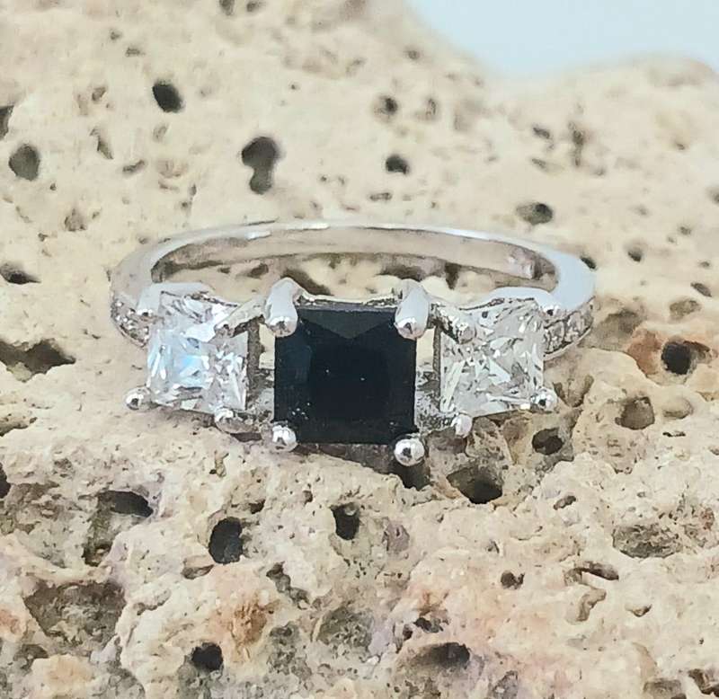 Black n White Princess Trilogy Ring