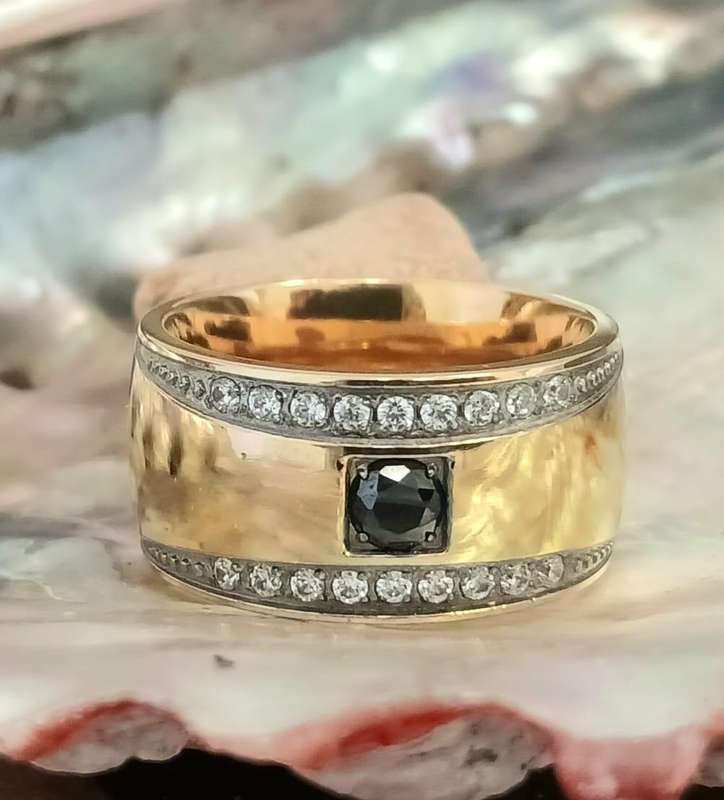 Wide Titanium & Gold GP Journey  Ring