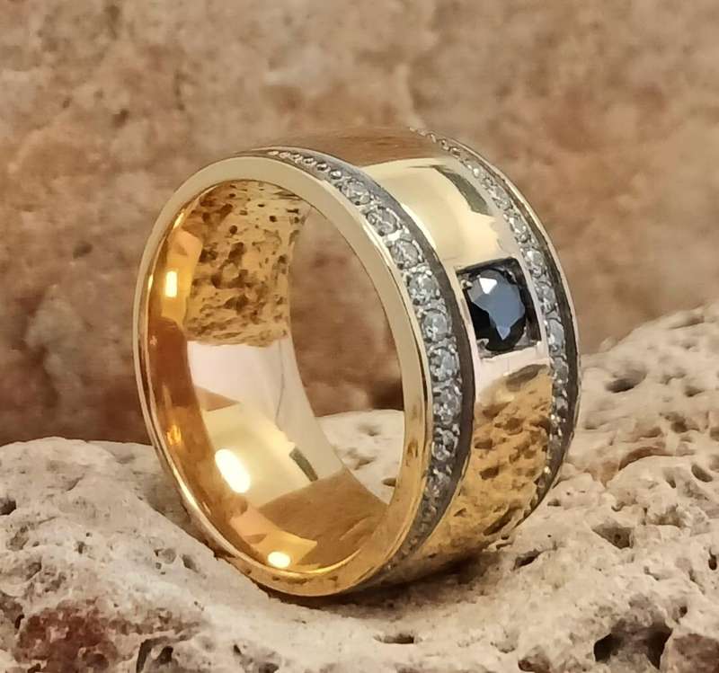 Wide Titanium & Gold GP Journey  Ring