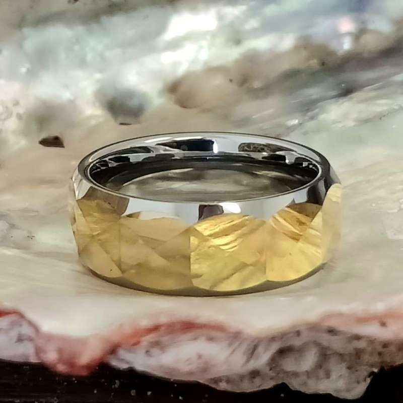 Geometric Gold IP Bonded Tungsten Carbide Ring