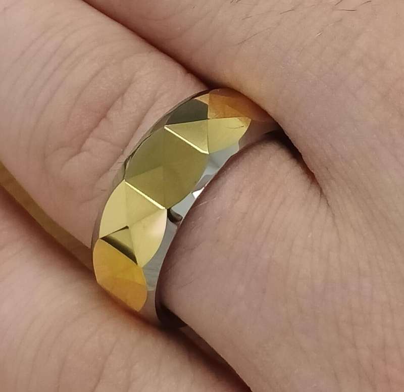 Geometric Gold IP Bonded Tungsten Carbide Ring
