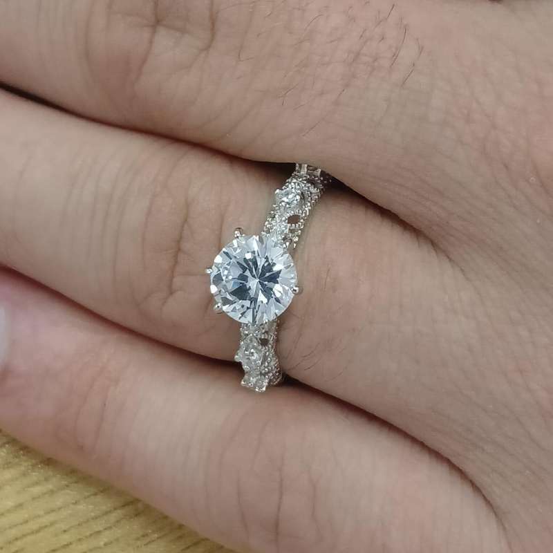 Antique Style .925 Sterling Silver Round Filigree Double Ring Set