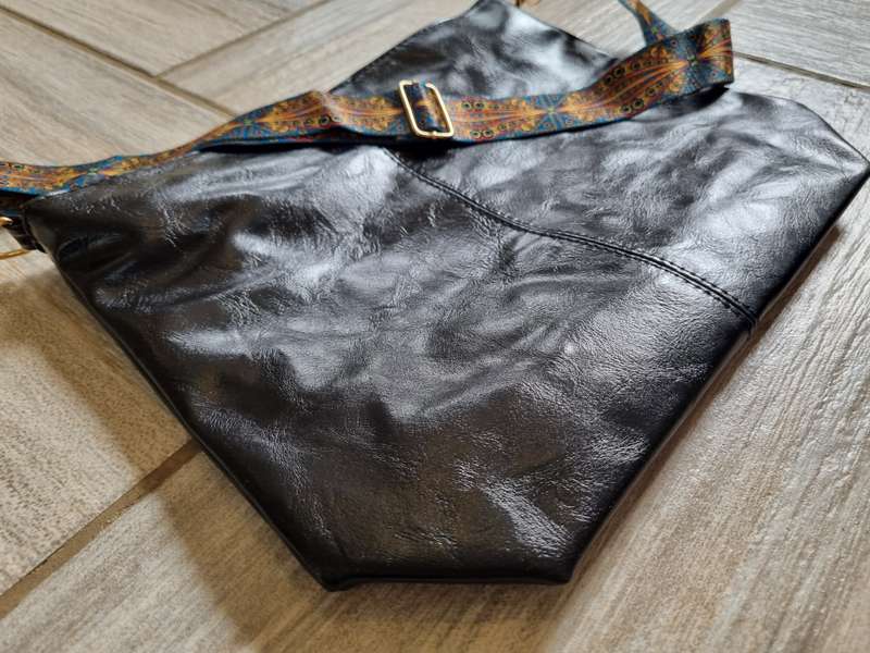 Black Faux Leather Handbag