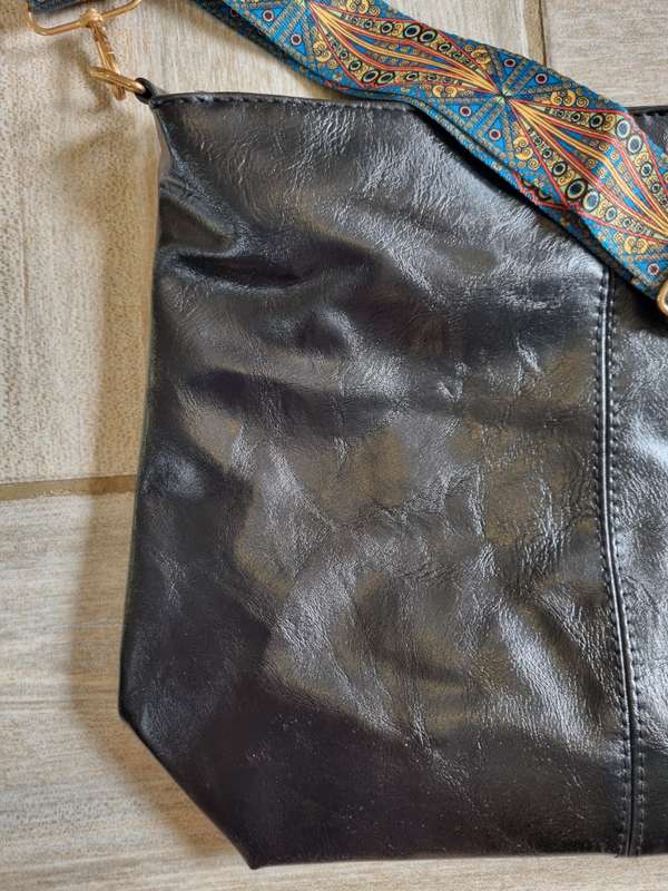 Black Faux Leather Handbag