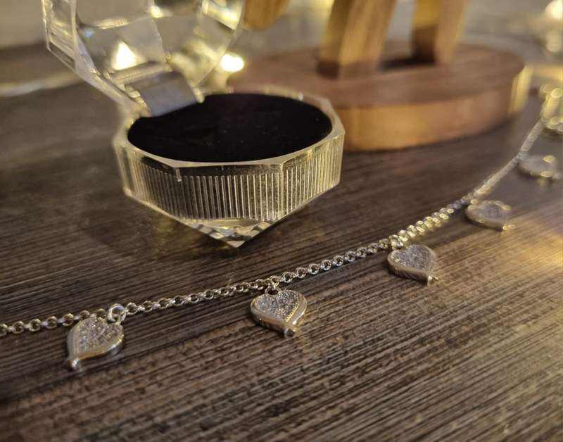 925 Sterling Silver Heart Charm Bracelet