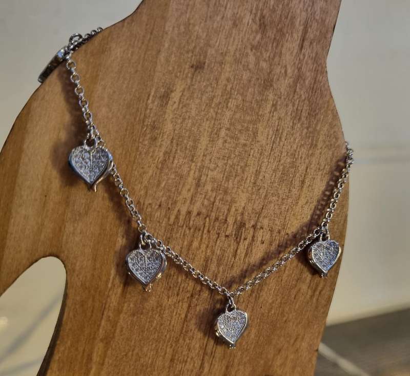 925 Sterling Silver Heart Charm Bracelet