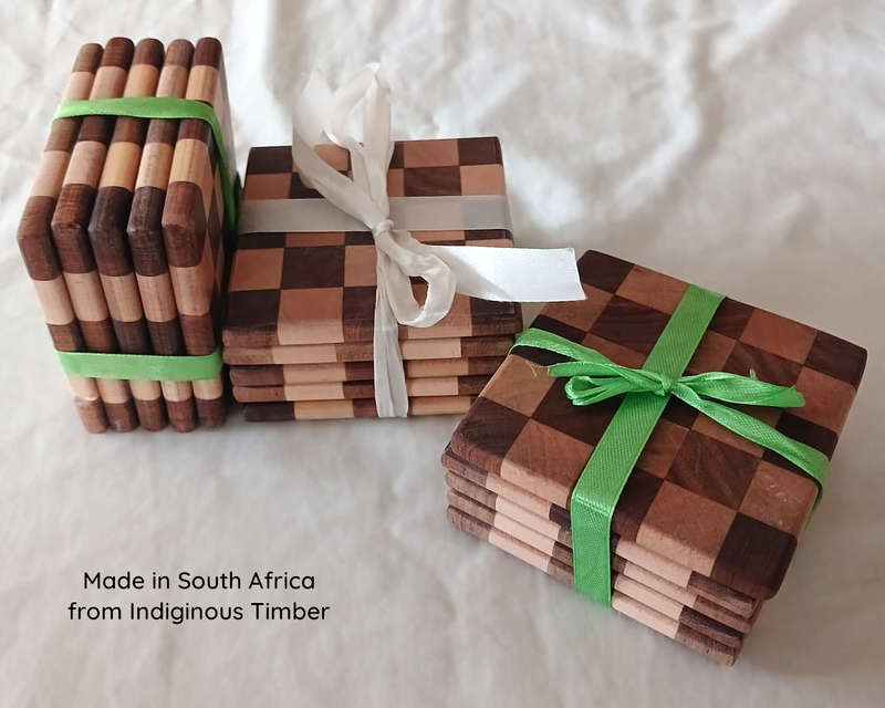 Handcrafted Wooden Square Coasters (5 Pack)
