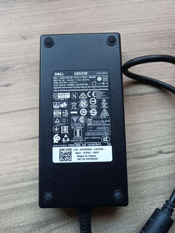 Genuine Dell 180W AC Adapter + Clover Plug | 19.5V | 9.23A | FOR ALIENWARE, PRECISION, LATITUDE
