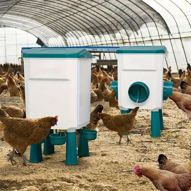 Blue Automatic Chicken Water and Food Feeder