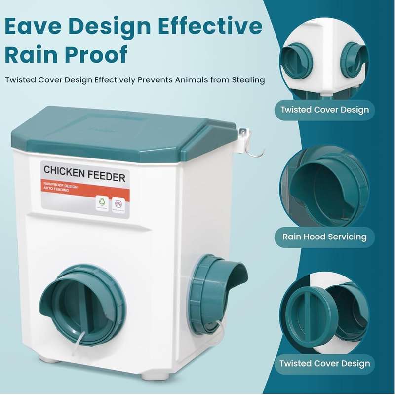 Blue Automatic Chicken Water and Food Feeder