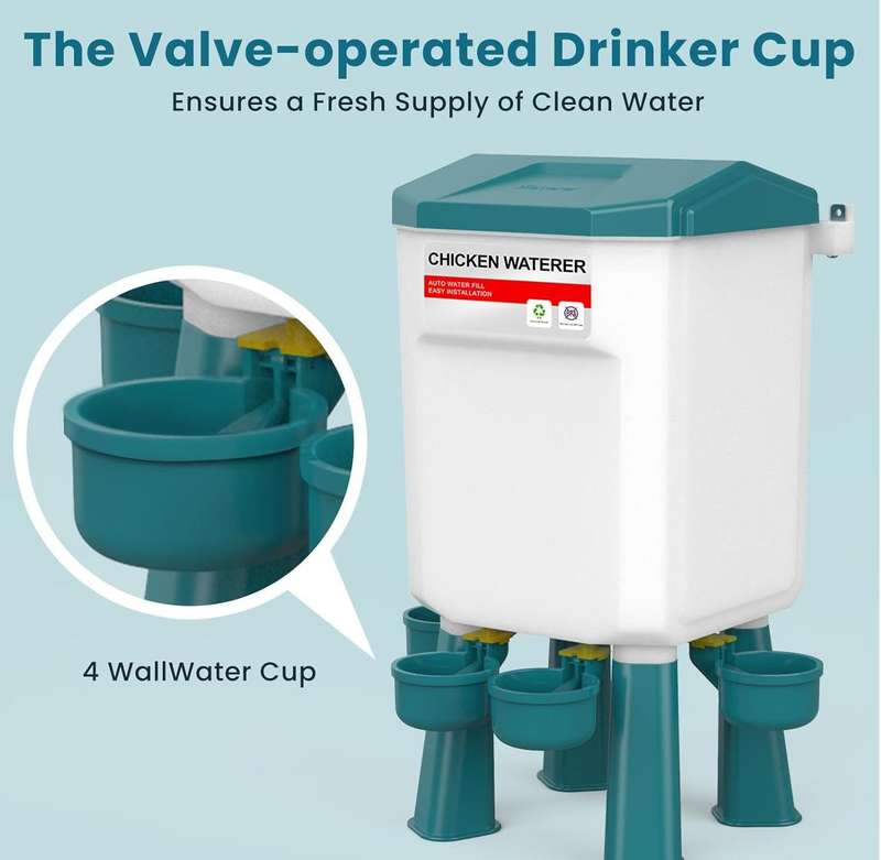 Blue Automatic Chicken Water and Food Feeder