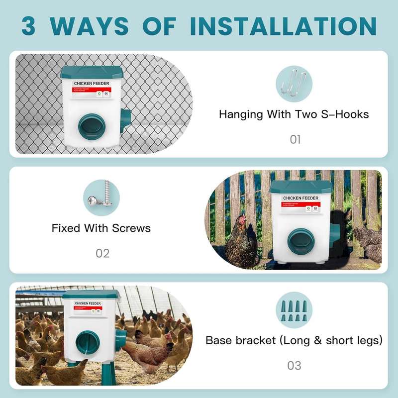Blue Automatic Chicken Water and Food Feeder