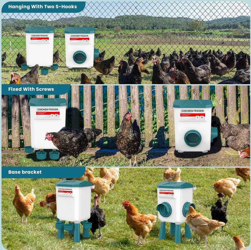 Blue Automatic Chicken Water and Food Feeder