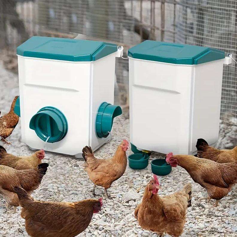 Blue Automatic Chicken Water and Food Feeder