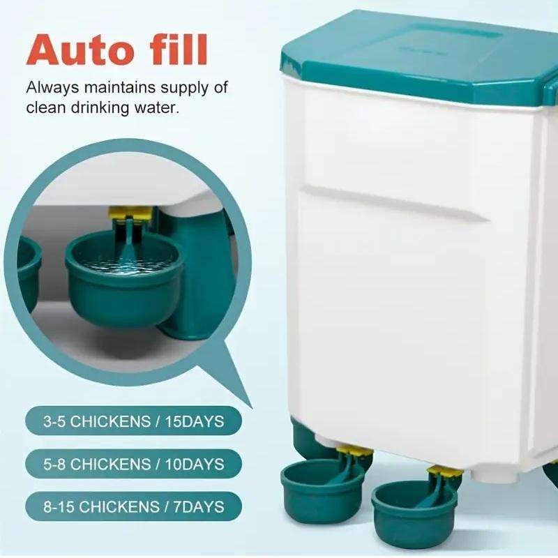 Blue Automatic Chicken Water and Food Feeder