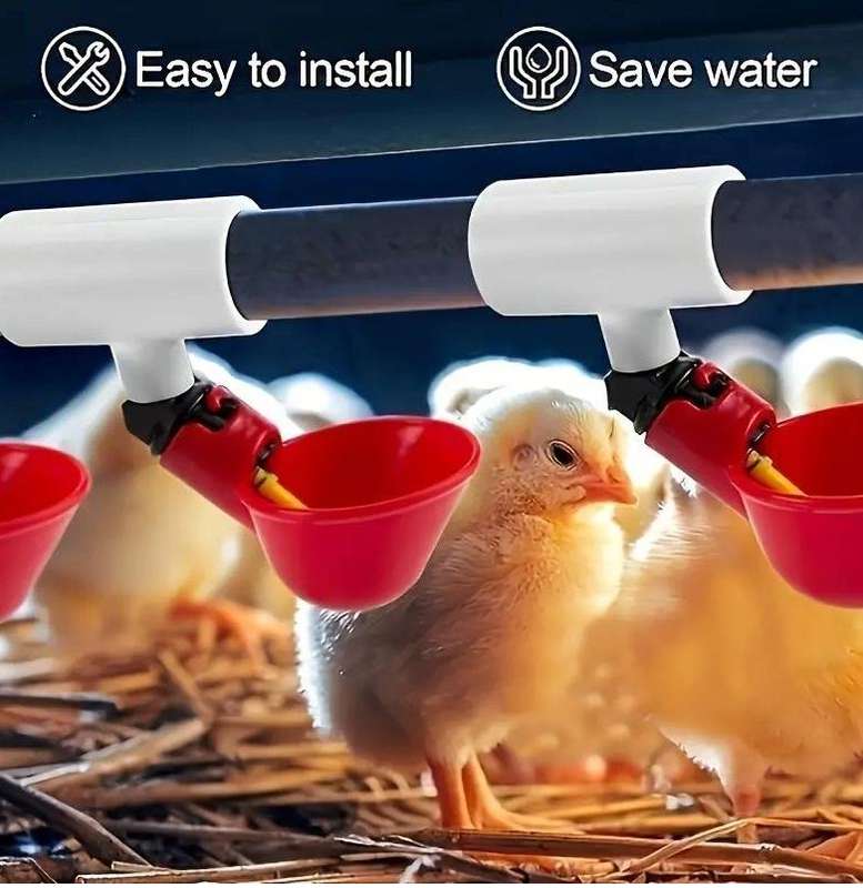 Chicken Waterer Cups and PVC Tee Fittings -20Pack
