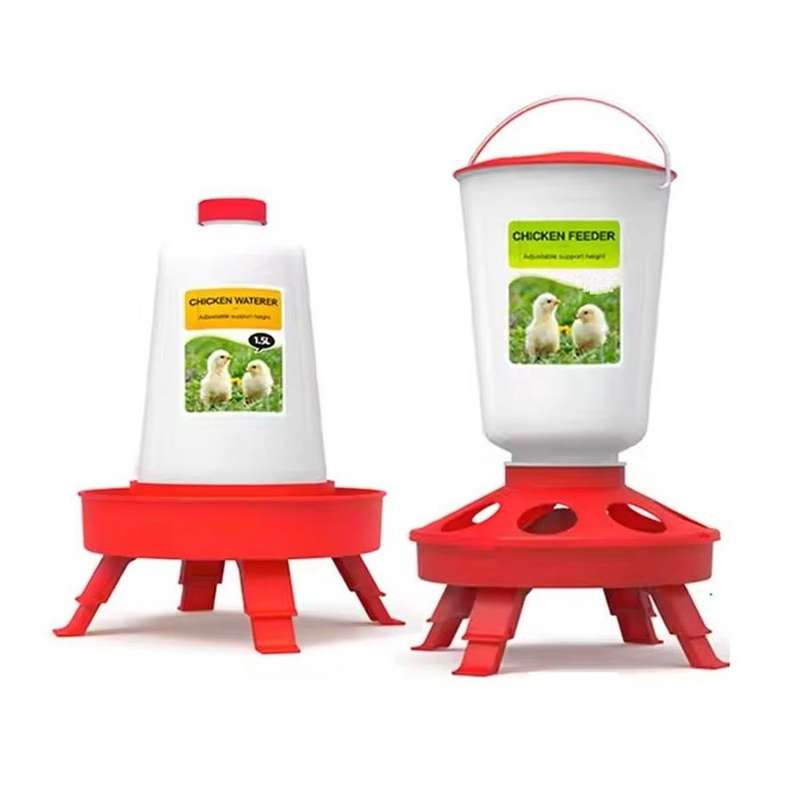 Chicken Waterer and Feeder Set with Adjustable Legs